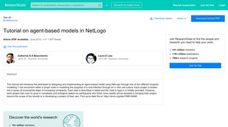 (PDF) Tutorial on agent-based models in NetLogo - ResearchGate