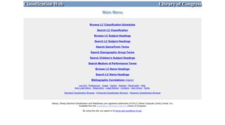 ClassWeb Main Menu - Classification Web