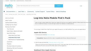Log Into Neto Mobile Pick'n Pack