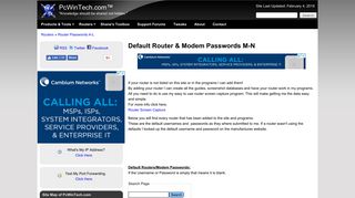 Default Router & Modem Passwords M-N | PcWinTech.com™