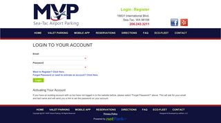 Login to Your Profile - MVP Parking - MVP Airport Parking