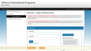 Security > Login (existing user) > Office of International Programs