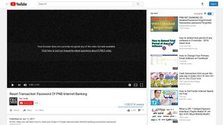 Reset Transaction Password Of PNB Internet Banking - YouTube