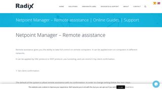Netpoint Manager - Remote assistance | Online Guides | Support | Radix