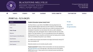 Portal- X2 Login - Blackstone-Millville Regional School District