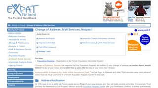Change of Address in Finland, and Finnish postal services
