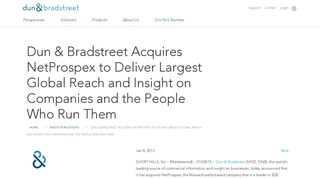 Dun & Bradstreet Acquires NetProspex to Deliver Largest Global ...