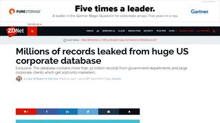 Millions of records leaked from huge US corporate database | ZDNet