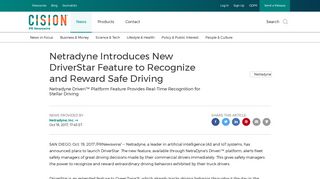 Netradyne Introduces New DriverStar Feature to Recognize and ...