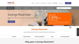 High Interest Savings Account. Savings Maximiser - ING