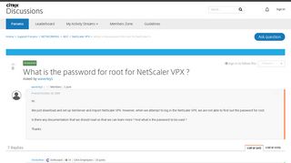 What is the password for root for NetScaler VPX ? - NetScaler VPX ...