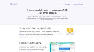 How to snooze emails in your Netscape.net (AOL Mail) email account