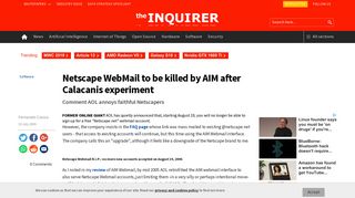 Netscape WebMail to be killed by AIM after Calacanis experiment ...