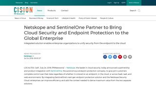 Netskope and SentinelOne Partner to Bring Cloud Security and ...