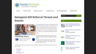 Netspend $20 Referral Thread and Details - Doctor Of Credit
