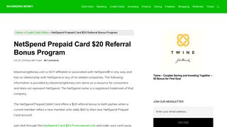 NetSpend Prepaid Card $20 Referral Bonus Program for NetSpend ...