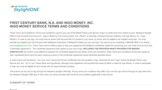 NetSpend Skylight One Terms and Conditions | Ingo Money