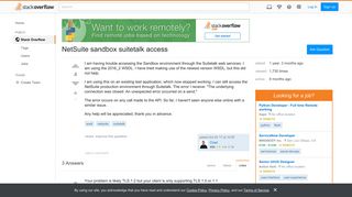 NetSuite sandbox suitetalk access - Stack Overflow