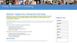 NetSuite - Register for a 30 day free trial today | Frank, Rimerman ...