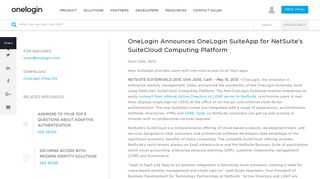 OneLogin Announces OneLogin SuiteApp for NetSuite's SuiteCloud ...
