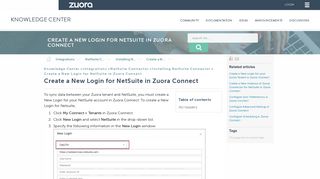 Create a New Login for NetSuite in Zuora Connect - Zuora