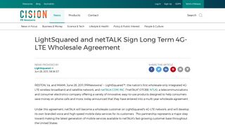 LightSquared and netTALK Sign Long Term 4G-LTE Wholesale ...