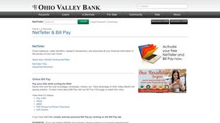 NetTeller & Bill Pay - Ohio Valley Bank
