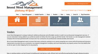 Vendors - Invest West Management, LLC.