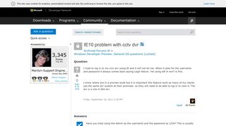 IE10 problem with cctv dvr - MSDN - Microsoft