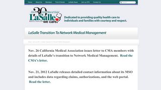 LaSalle Transition To Network Medical Management ‹ Lasalle Medical ...