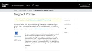 Firefox does not automatically load nor find the login page for a public ...
