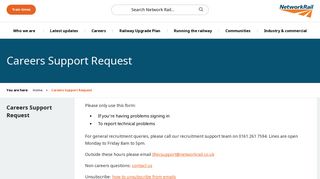 Careers Support Request – Network Rail