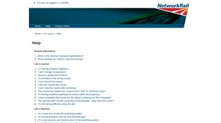 Network Rail e-learning system: Help