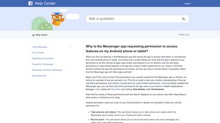 Why is the Messenger app requesting permission to ... - Facebook