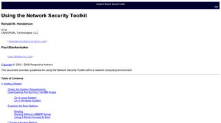 Using the Network Security Toolkit