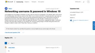 Networking username & password in Windows 10 - Microsoft Community
