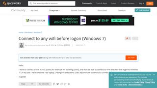 Connect to any wifi before logon (Windows 7) - Spiceworks Community