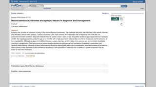 Neurocutaneous syndromes and epilepsy-issues in diagnosis and ...