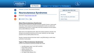 Neurocutaneous Syndromes (for Parents) - KidsHealth