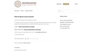 How to log in to your account – Neurohacker