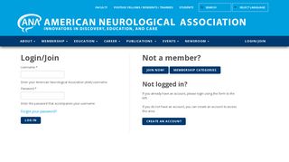 Login/Join | American Neurological Association (ANA)