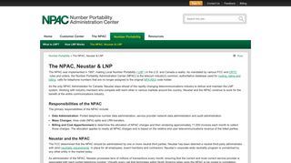 The NPAC, Neustar & LNP - Number Portability Administration Center