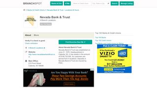 Nevada Bank & Trust - 4 Locations, Hours, Phone Numbers …