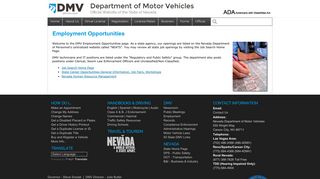 State Employment Opportunities - Nevada DMV