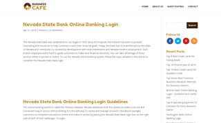 Nevada State Bank Online Banking Login - Business Cafe
