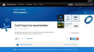 Can't log in to neverwinter - PlayStation Forum