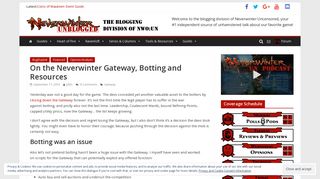 On the Neverwinter Gateway, Botting and Resources - Neverwinter ...
