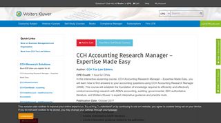 CCH CPELink - CCH Accounting Research Manager – Expertise ...