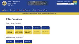Online Resources - New Brunswick Free Public Library