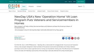 NewDay USA's New 'Operation Home' VA Loan Program Puts ...